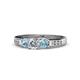 1 - Jamille Diamond and Aquamarine Three Stone with Side Diamond Ring 