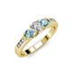 2 - Jamille Diamond and Aquamarine Three Stone with Side Diamond Ring 