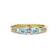 3 - Jamille Diamond and Aquamarine Three Stone with Side Diamond Ring 