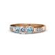 1 - Jamille Diamond and Aquamarine Three Stone with Side Diamond Ring 