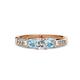 3 - Jamille Diamond and Aquamarine Three Stone with Side Diamond Ring 