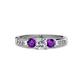 3 - Jamille Diamond and Amethyst Three Stone with Side Diamond Ring 