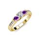 2 - Jamille Diamond and Amethyst Three Stone with Side Diamond Ring 