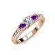 2 - Jamille Diamond and Amethyst Three Stone with Side Diamond Ring 