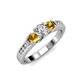 2 - Jamille Diamond and Citrine Three Stone with Side Diamond Ring 