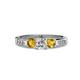 3 - Jamille Diamond and Citrine Three Stone with Side Diamond Ring 