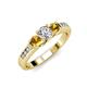 2 - Jamille Diamond and Citrine Three Stone with Side Diamond Ring 