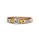 1 - Jamille Diamond and Citrine Three Stone with Side Diamond Ring 