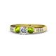 1 - Jamille Diamond and Peridot Three Stone with Side Diamond Ring 