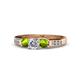 1 - Jamille Diamond and Peridot Three Stone with Side Diamond Ring 