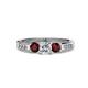 3 - Jamille Diamond and Red Garnet Three Stone with Side Diamond Ring 