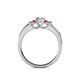 4 - Jamille Diamond and Rhodolite Garnet Three Stone with Side Diamond Ring 