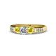 1 - Jamille Diamond and Yellow Sapphire Three Stone with Side Diamond Ring 