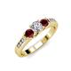 2 - Jamille Diamond and Ruby Three Stone with Side Diamond Ring 