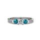 3 - Jamille Diamond and London Blue Topaz Three Stone with Side Diamond Ring 