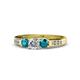 1 - Jamille Diamond and London Blue Topaz Three Stone with Side Diamond Ring 