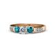 1 - Jamille Diamond and London Blue Topaz Three Stone with Side Diamond Ring 