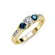 2 - Jamille Blue and White Diamond Three Stone with Side Diamond Ring 