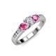 2 - Jamille Diamond and Pink Sapphire Three Stone with Side Diamond Ring 