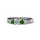 1 - Jamille Diamond and Green Garnet Three Stone with Side Diamond Ring 