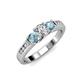 2 - Jamille Diamond and Aquamarine Three Stone with Side Diamond Ring 