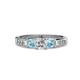 3 - Jamille Diamond and Aquamarine Three Stone with Side Diamond Ring 