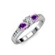 2 - Jamille Diamond and Amethyst Three Stone with Side Diamond Ring 