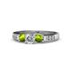 1 - Jamille Diamond and Peridot Three Stone with Side Diamond Ring 