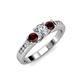 2 - Jamille Diamond and Red Garnet Three Stone with Side Diamond Ring 