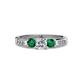 3 - Jamille Diamond and Emerald Three Stone with Side Diamond Ring 