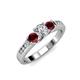 2 - Jamille Diamond and Ruby Three Stone with Side Diamond Ring 