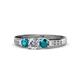 1 - Jamille Diamond and London Blue Topaz Three Stone with Side Diamond Ring 