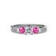 3 - Jamille Diamond and Pink Sapphire Three Stone with Side Diamond Ring 