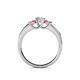 4 - Jamille Diamond and Pink Tourmaline Three Stone with Side Diamond Ring 