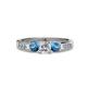 3 - Jamille Diamond and Blue Topaz Three Stone with Side Diamond Ring 