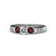 1 - Jamille Diamond and Red Garnet Three Stone with Side Diamond Ring 