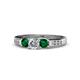 1 - Jamille Diamond and Emerald Three Stone with Side Diamond Ring 