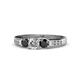 1 - Jamille Black and White Diamond Three Stone with Side Diamond Ring 