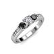 2 - Jamille Black and White Diamond Three Stone with Side Diamond Ring 