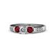 1 - Jamille Diamond and Ruby Three Stone with Side Diamond Ring 