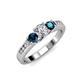 2 - Jamille Blue and White Diamond Three Stone with Side Diamond Ring 