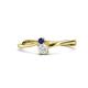 1 - Lucie 4.10 mm Bold Round Blue and White Sapphire 2 Stone Promise Ring 