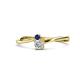 1 - Lucie 4.10 mm Bold Round Blue Sapphire and Diamond 2 Stone Promise Ring 