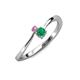 3 - Lucie 4.10 mm Bold Round Pink Sapphire and Emerald 2 Stone Promise Ring 