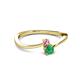 2 - Lucie 4.10 mm Bold Round Pink Sapphire and Emerald 2 Stone Promise Ring 