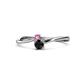 1 - Lucie 4.10 mm Bold Round Pink Sapphire and Black Diamond 2 Stone Promise Ring 