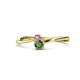 1 - Lucie 4.10 mm Bold Round Pink Sapphire and Lab Created Alexandrite 2 Stone Promise Ring 