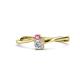 1 - Lucie 4.10 mm Bold Round Pink Sapphire and Diamond 2 Stone Promise Ring 