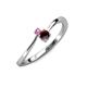 3 - Lucie 4.10 mm Bold Round Pink Sapphire and Red Garnet 2 Stone Promise Ring 