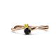 1 - Lucie 4.10 mm Bold Round Yellow Sapphire and Black Diamond 2 Stone Promise Ring 